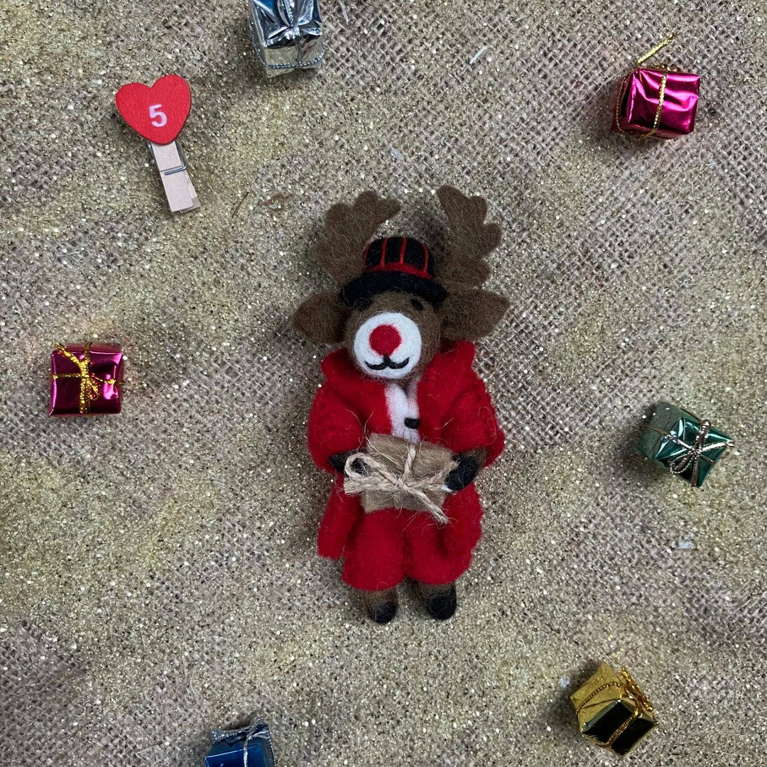 Handmade Felt Dasher the Christmas Reindeer Decoration