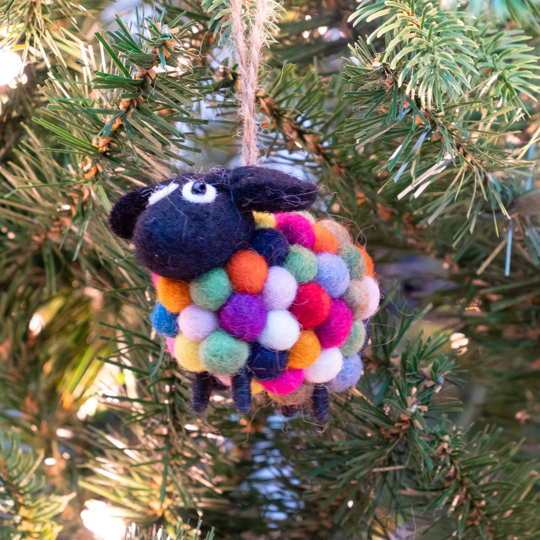 Rainbow Ball Sheep Ornament — Hand-Felted