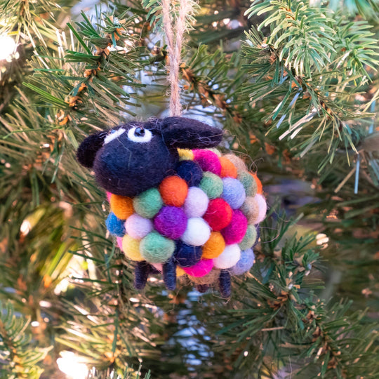 Rainbow Ball Sheep Ornament — Hand-Felted