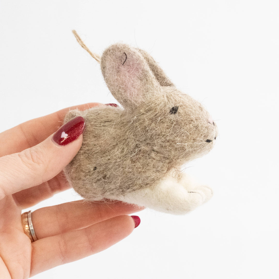 Brown Bunny Ornament — Hand-Felted