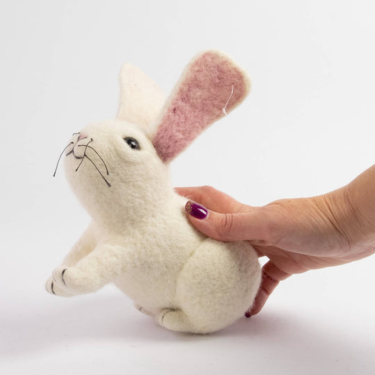 Whiskers the Wonder Bunny hand-felted wool toy, alternate view