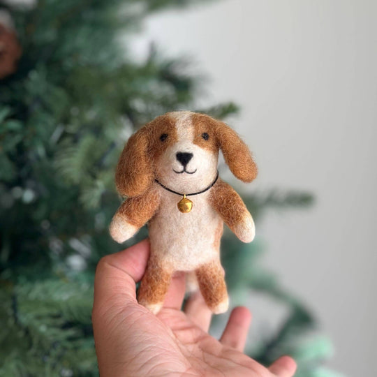 Cavalier King Charles Spaniel needle felted wool finger puppet