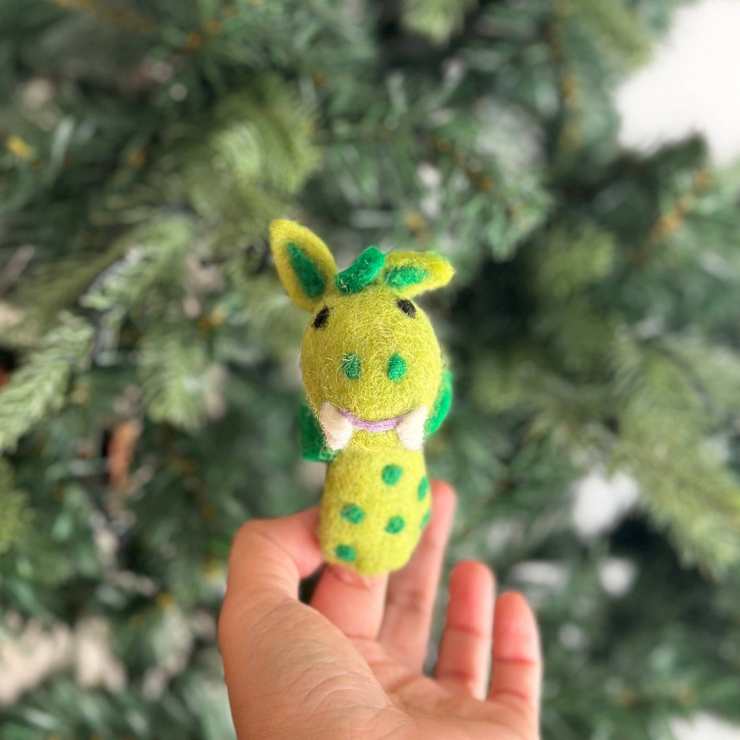 Dragon needle felted wool finger puppet