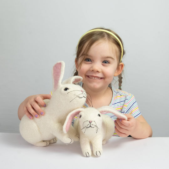 Whiskers the Wonder Bunny, hand-felted wool from Enchanted Farms
