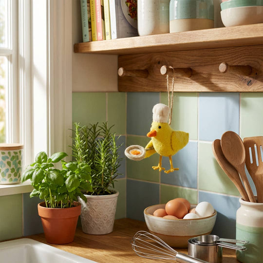 Handmade Felt Chick Norris Easter Hanging Decoration