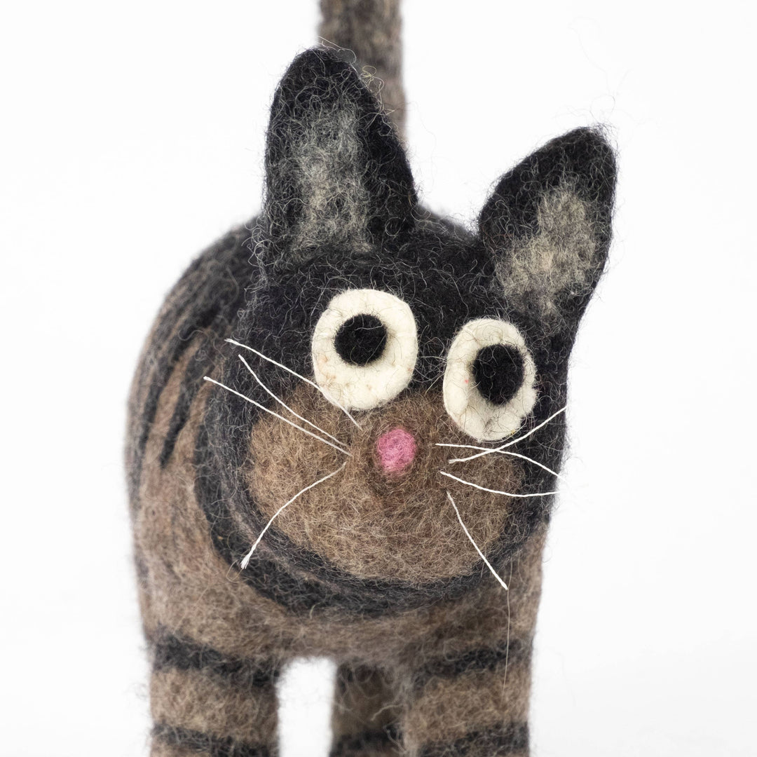 Smudge the Gray Tabby — Hand-Felted Cat