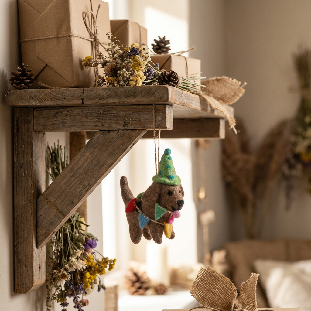 Handmade Felt Party Pooch Hanging Dog Decoration