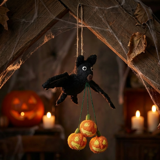 Handmade Felt Shadow the Bat Hanging Halloween Decoration