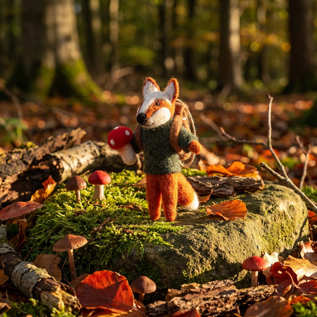 Handmade Felt Frankie Foraging Fox Decoration