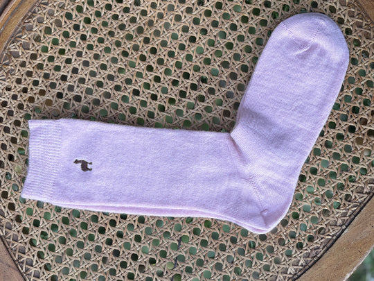 Embroidered alpaca dress sock in pink