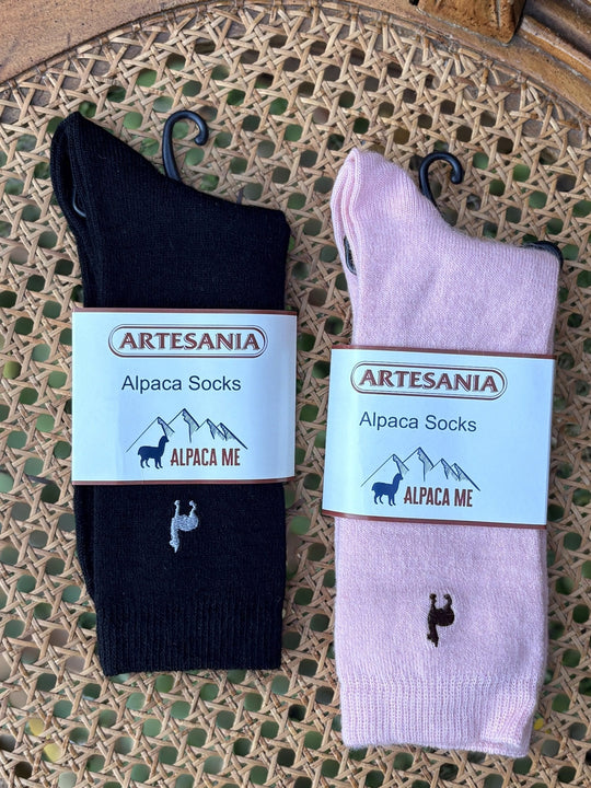Embroidered alpaca dress socks in their bands