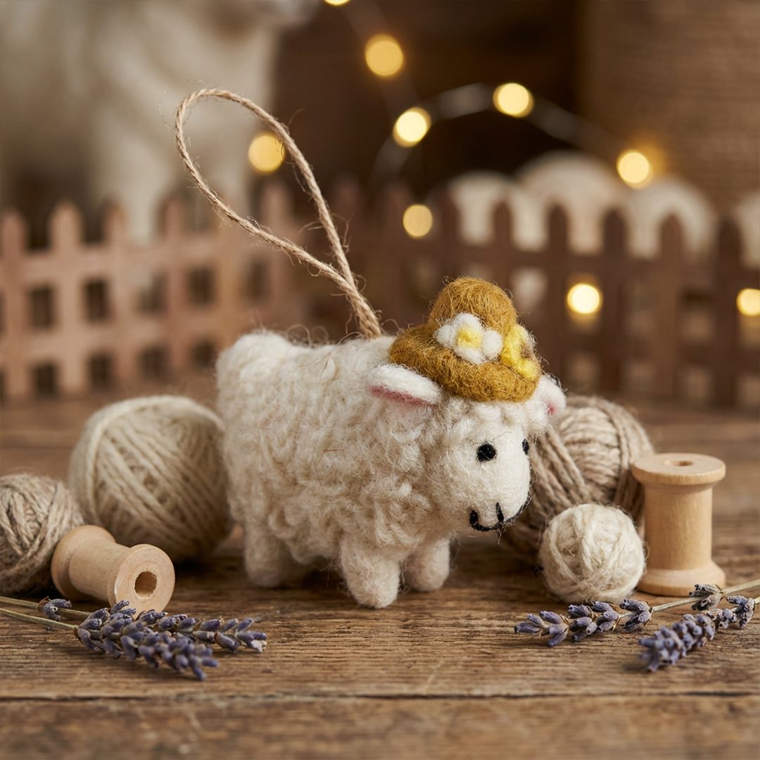 Handmade Felt Gloria the Sheep Hanging Lamb Decoration