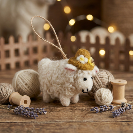 Handmade Felt Gloria the Sheep Hanging Lamb Decoration