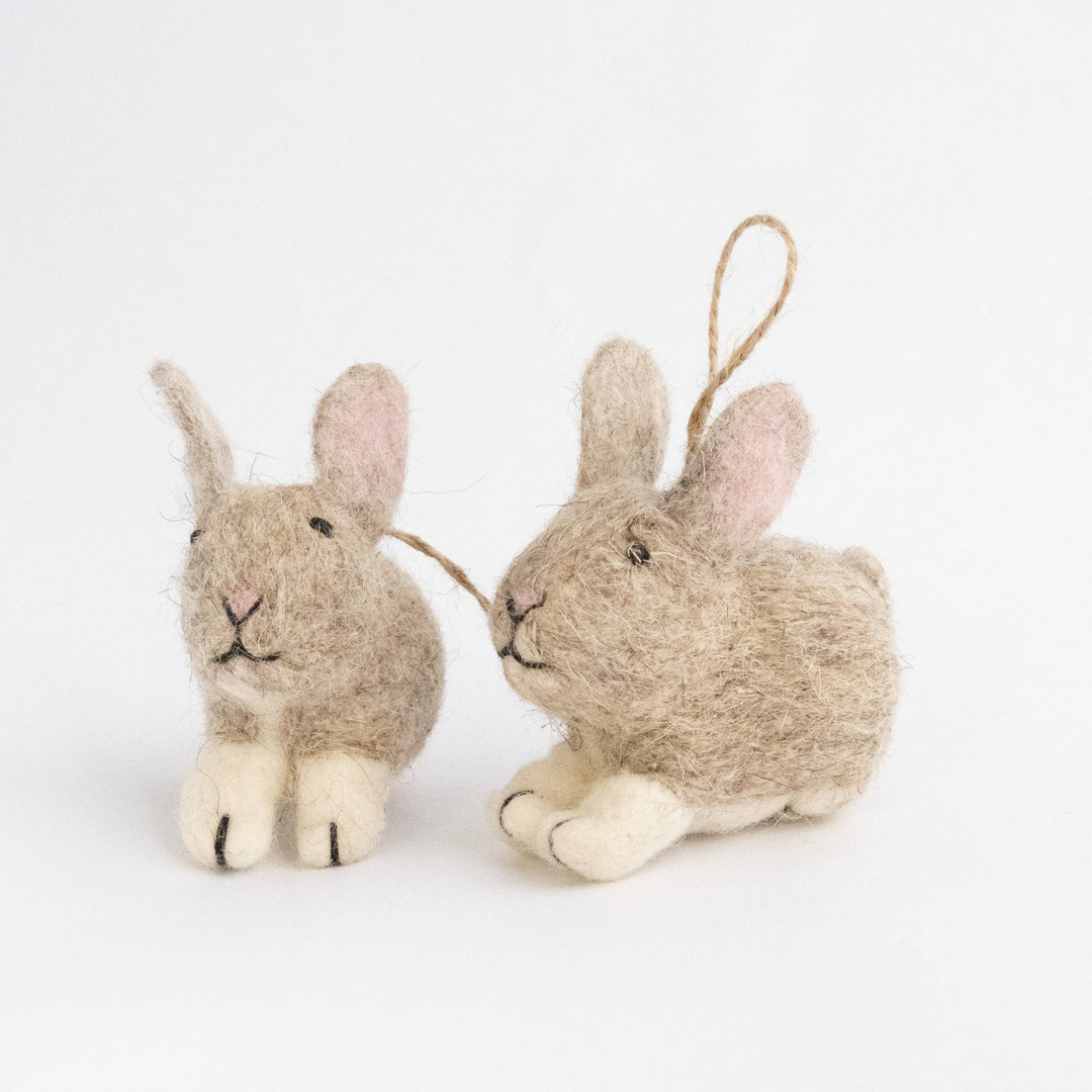 Brown Bunny Ornament — Hand-Felted