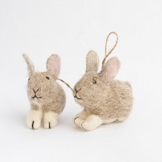 Brown Bunny Ornament — Hand-Felted