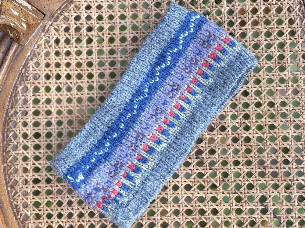 Snowfall fair isle headband in gray