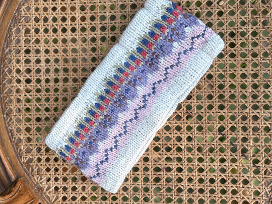 Snowfall fair isle headband in pale blue
